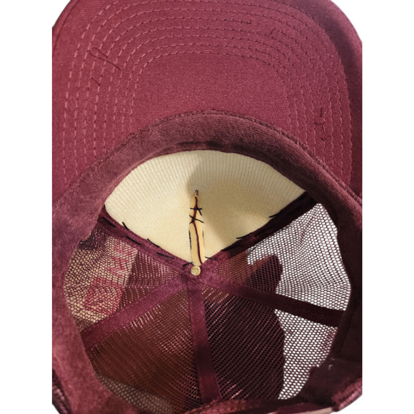 Blowfish Designs Trucker Hat Men's Adjustable Burgundy Yellow Pattern - Picture 5 of 5